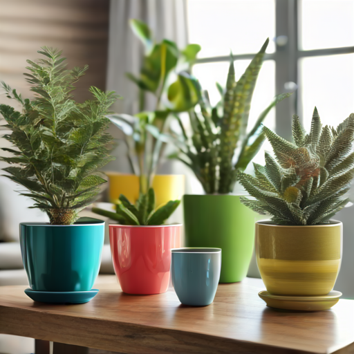 Afbeelding van Kleuren plastic bloempothouders voor moderne inrichting