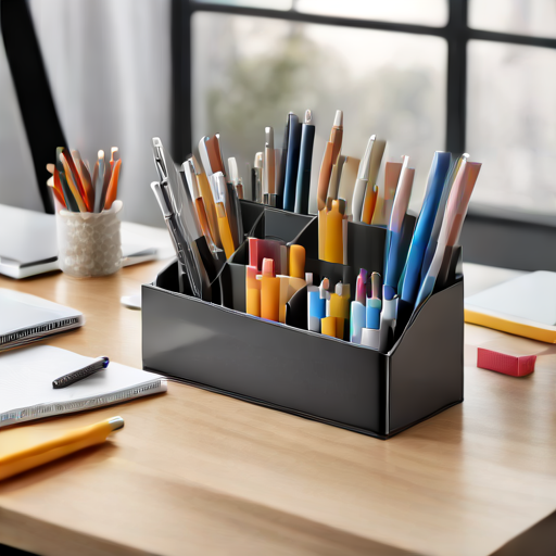 Afbeelding van Combineer opvouwbare penorganizers met kantoorartikelen