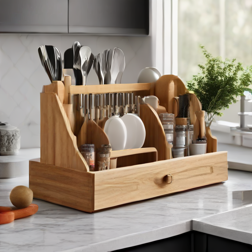 Afbeelding van Kleine houten keukenblad organizers vinden en kopen
