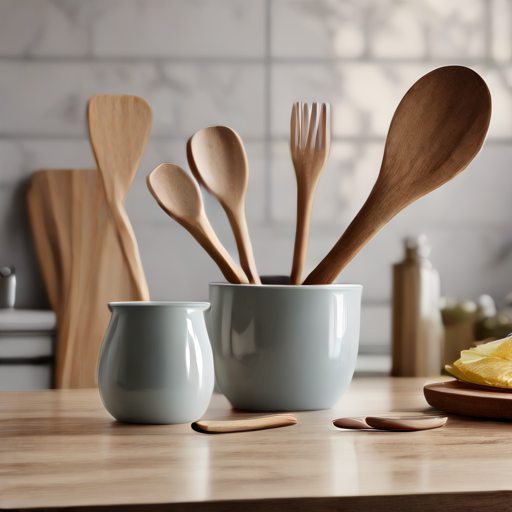 Afbeelding van Combineren van siliconen spatels en houten lepels