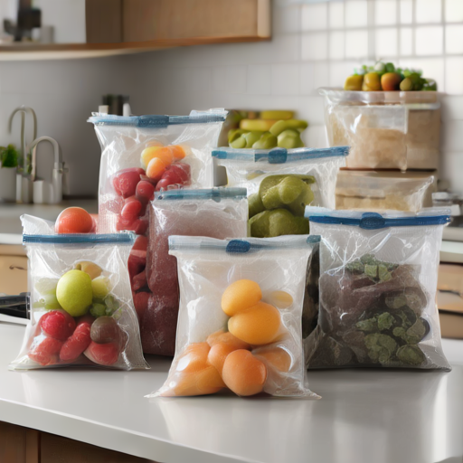 Afbeelding van Verschillende soorten vacuümzakken voor voedsel uitgelegd
