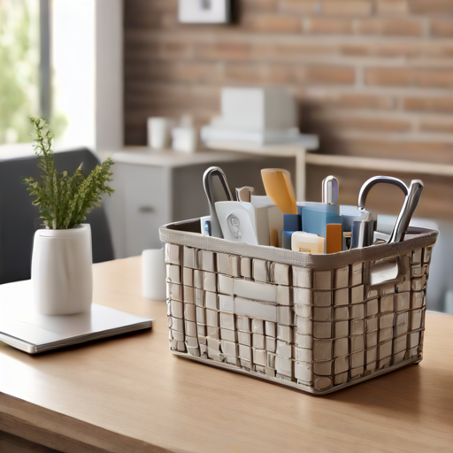 Afbeelding van Gebruik opvouwbare opbergmanden voor kantoorbenodigdheden