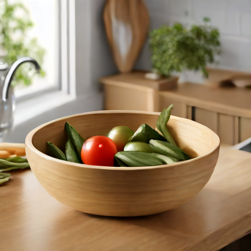 Afbeelding van Multifunctionele keukenkommen van bamboe: Duurzaam en stijlvol