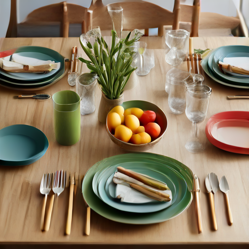 Afbeelding van Combineren van plastic bestekhouders en bamboe servies