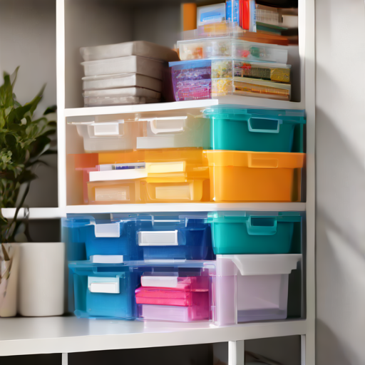 Afbeelding van Efficiënt stapelen van plastic opberglades voor ruimtebesparing