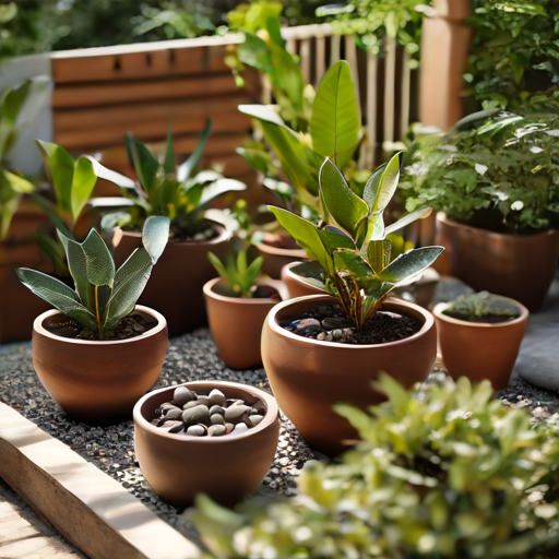 Afbeelding van Combineren van plastic plantpotjes met natuurlijke materialen