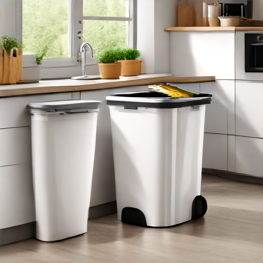 Afbeelding van Combinatie van plastic afvalbakken en compostbakken