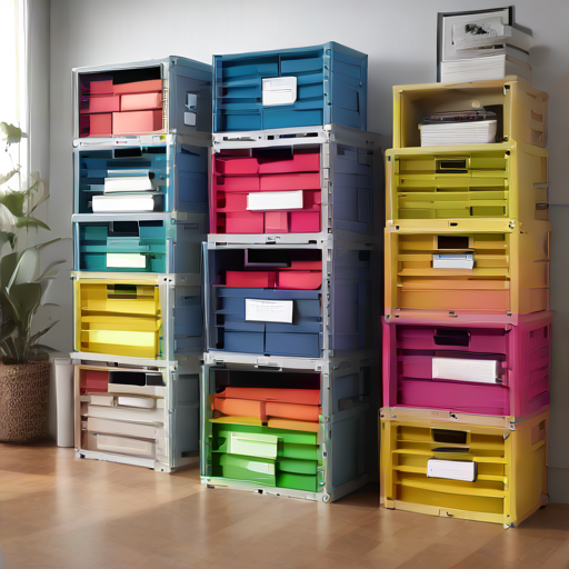 Afbeelding van Opvouwbare opslagkratten stapelen voor ruimtebesparing