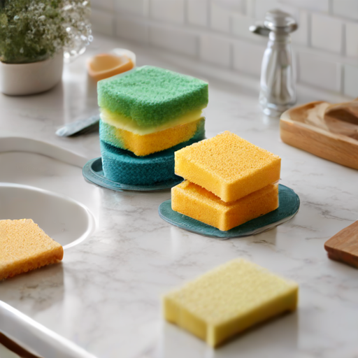 Afbeelding van Herbruikbare Keukensponsjes en Schoonmaakmiddelen Combineren