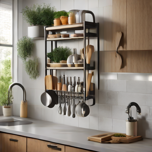 Afbeelding van Duurzaam Keukenontwerp met Multifunctionele Keukenrekjes