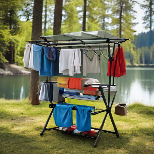Afbeelding van Gebruik een opvouwbaar droogrek voor zorgeloos kamperen